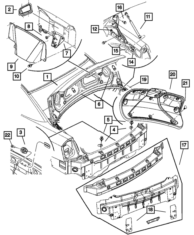 4696488 - Body Sheet Metal Except Doors: Deck Lid Fastener for Mopar Image