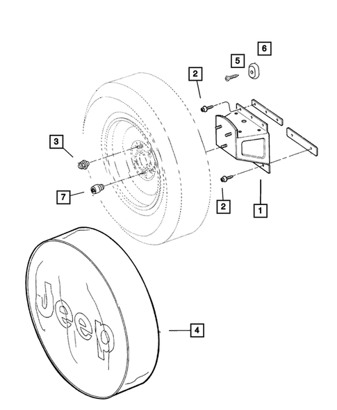 Spare Tire Stowage for 2004 Jeep Wrangler #0