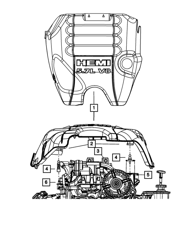 68038749AF - 5.7L HEMI Gas; Engine: Engine Cover for Mopar Image