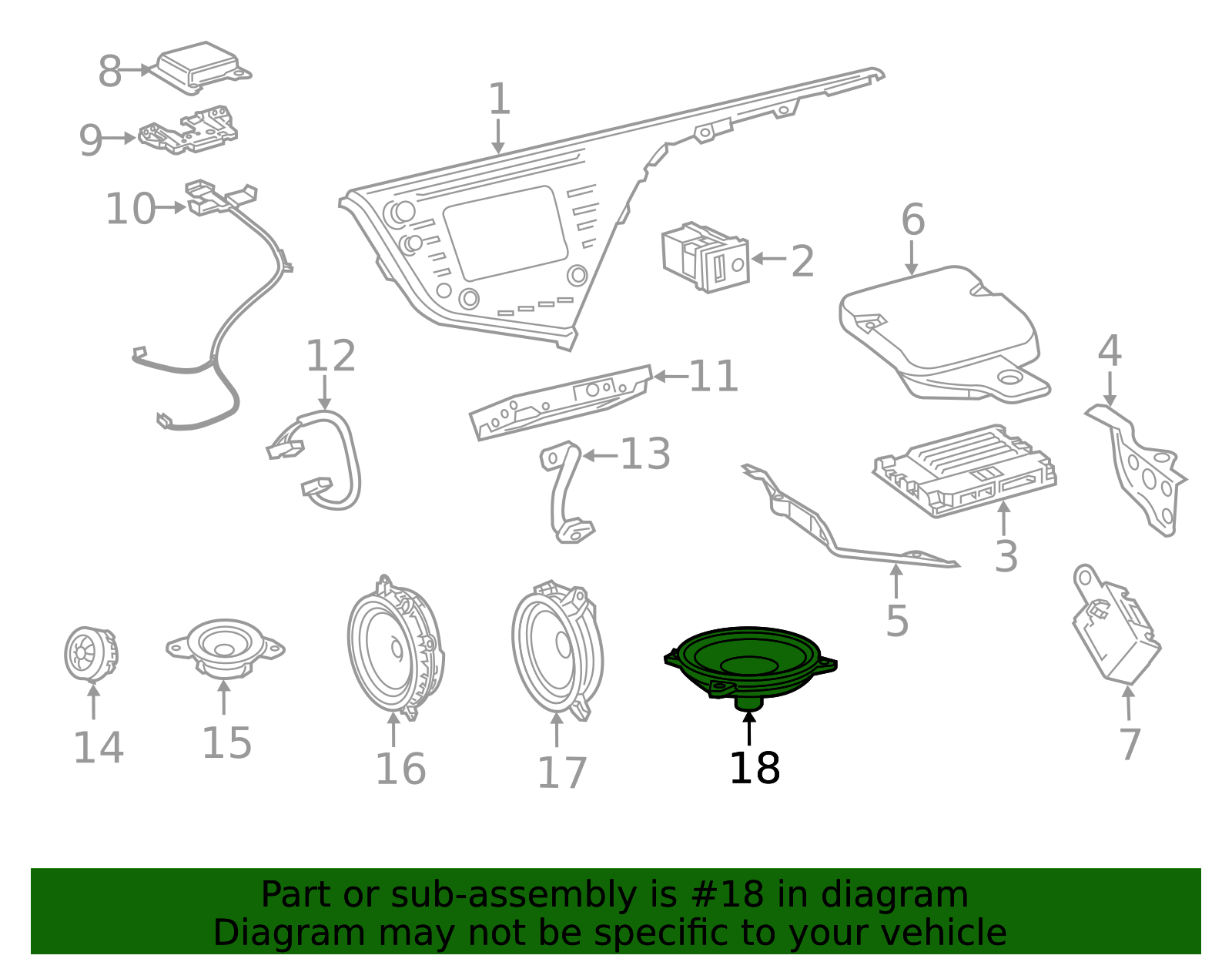 2018-2025 Toyota Pkg Tray Speaker 86150-06020 | OEM Parts Online