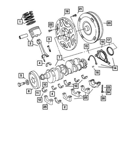 Crankshaft, Pistons and Torque Converter for 2006 Jeep Commander #0