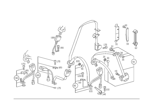 Rear Seat Safety Belt for 2001 Mercedes-Benz S430 #0