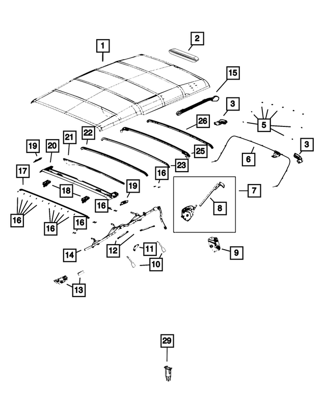 68398990AA - Body Sheet Metal Except Doors: Soft Top Gas Cylinder, Right for Mopar Image