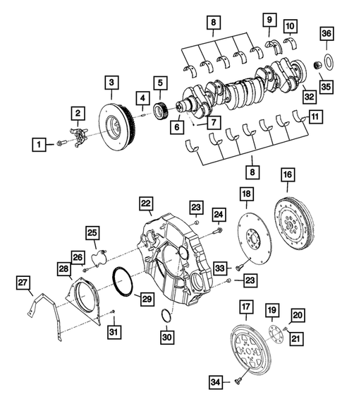 Crankshaft, Piston, Drive Plate, Flywheel, and Damper for 2014 Ram 3500 #1