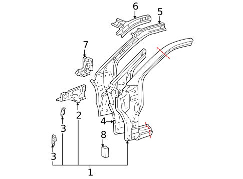 Hinge Pillar for 2002 Toyota Highlander #0