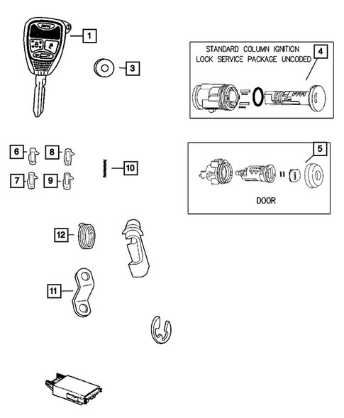 Lock Cylinders and Keys for 2007 Dodge Nitro #0