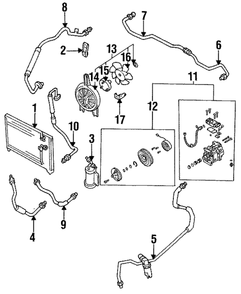 Condenser, Compressor & Lines for 1991 Mazda Protege #0