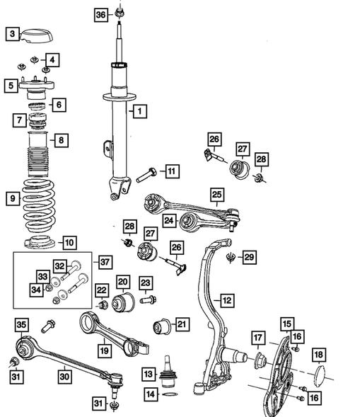 Front Suspension, Strut and Cradle for 2022 Chrysler 300 #0