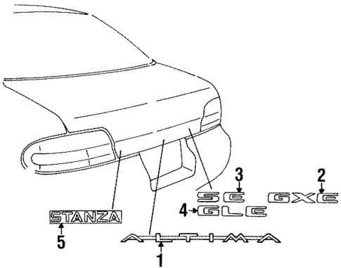 Exterior Trim - Trunk for 1995 Nissan Altima #0
