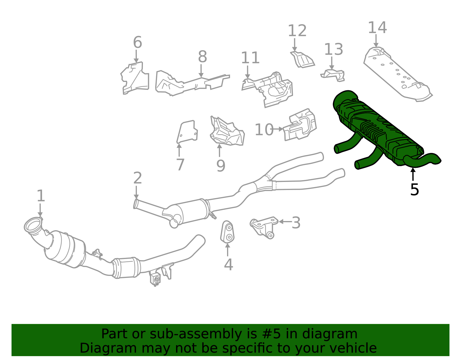 Genuine OEM Exhaust Muffler | 166-490-43-15-64 | Fits Select 2015