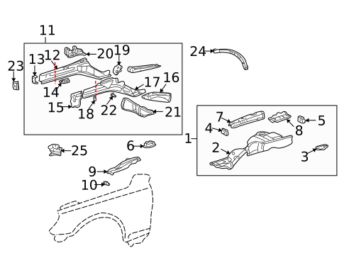 Structural Components & Rails for 2003 Lexus SC430 #0