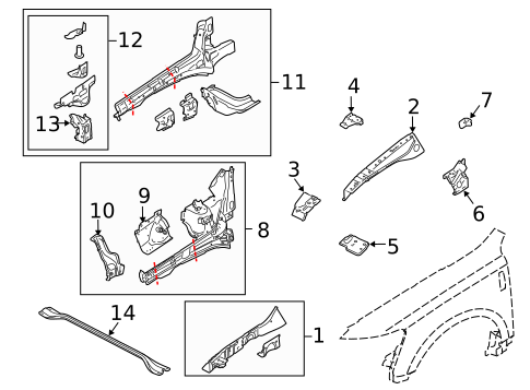 Structural Components & Rails for 2014 Lincoln MKT #0