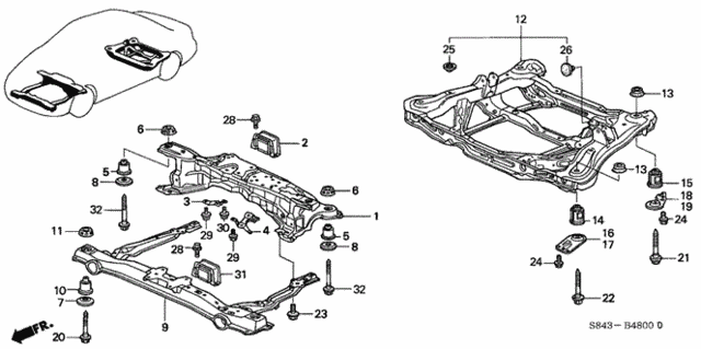 Rear Beam - Cross Beam for 2001 Honda Accord #0