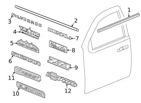 Exterior Trim - Front Door for 2016 Chevrolet Silverado 1500 #0