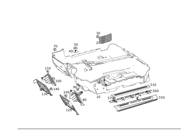 2316800100 - Panelling: Front Floor Covering for Mercedes-Benz: SL400, SL450, SL550, SL63 AMG, SL65 AMG Image image