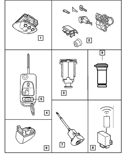 Lock Cylinders and Keys for 2004 Chrysler Crossfire #0