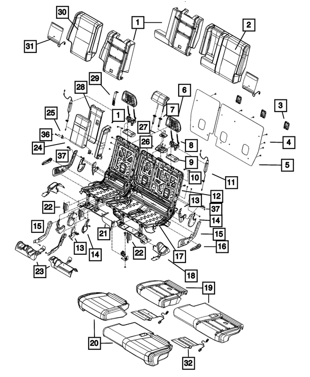 68086221AB - Interior Trim: Seat Back Foam, Left for Mopar Image