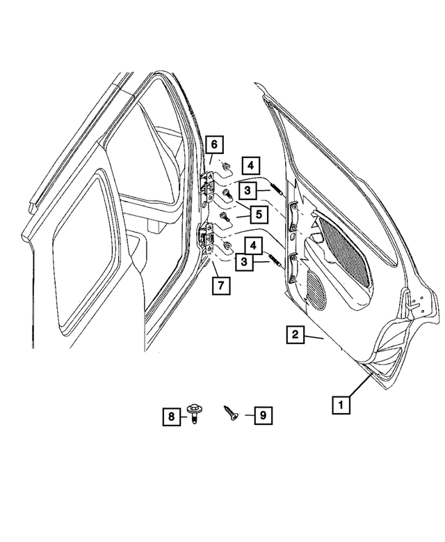 55362171AF - Doors and Related Parts: Rear Door, Left for Mopar Image