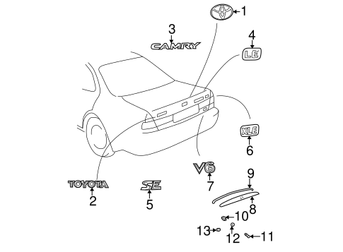 メル47004 Exterior Trim - Trunk for 2004 Toyota Camry | Toyota Parts