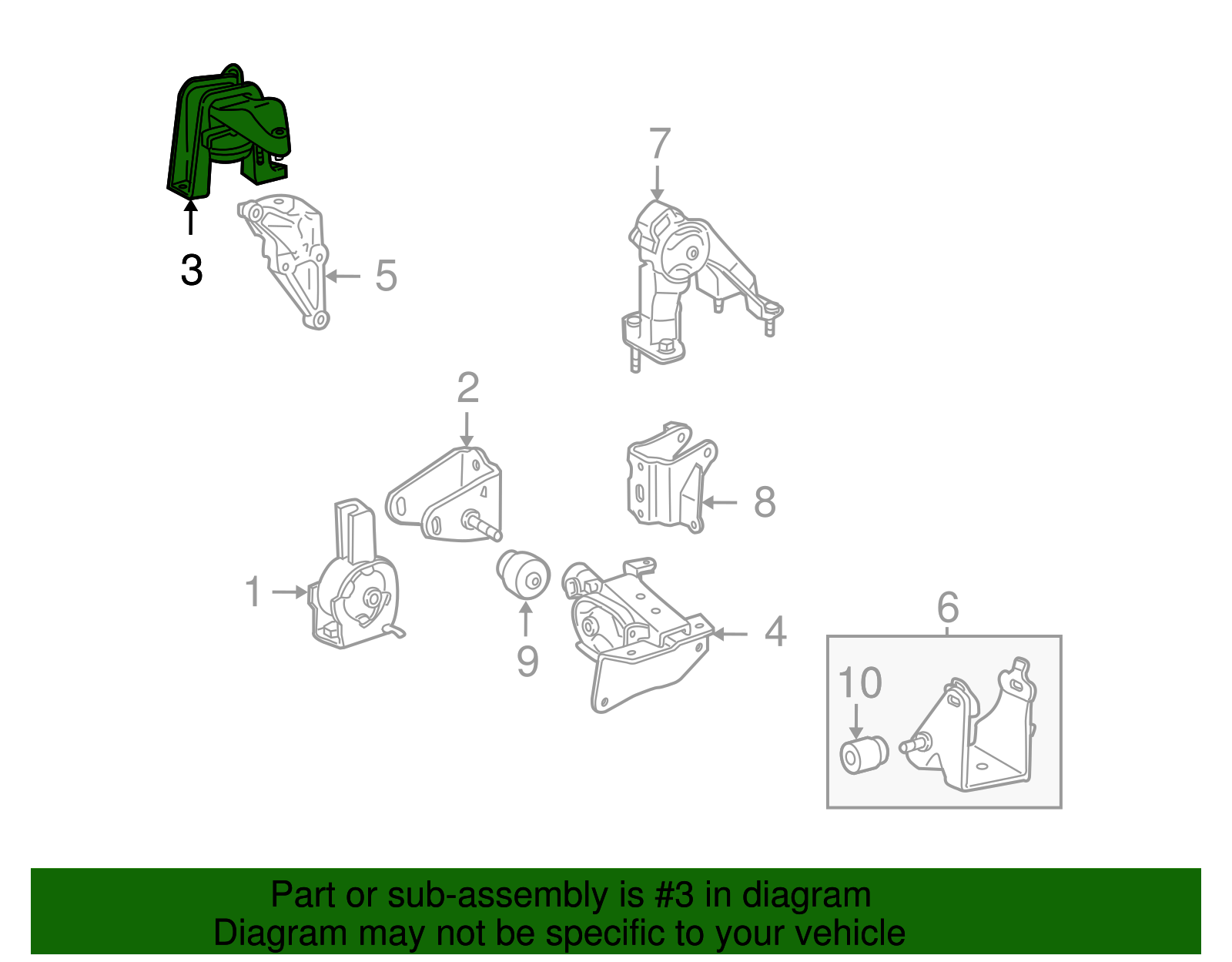 Genuine Toyota Engine Mounting Insulator, Right part# 12305