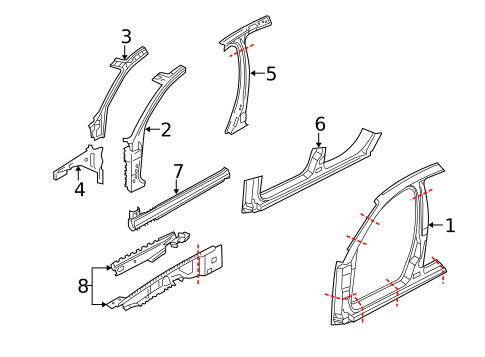 Hinge Pillar for 2004 Audi A4 Quattro #0