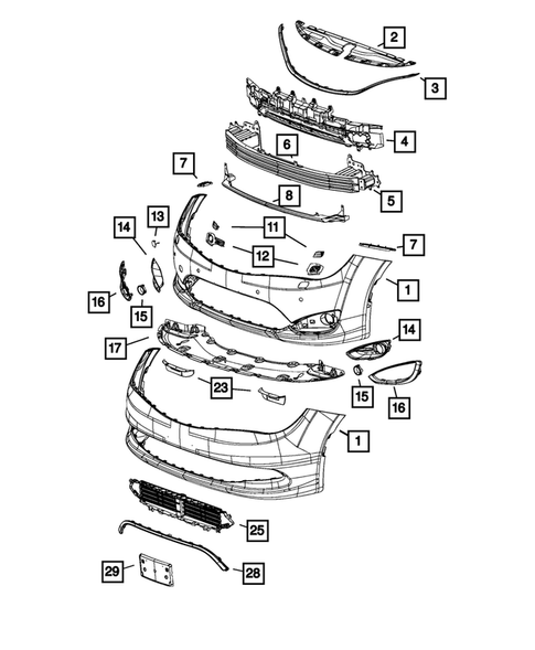 Front Bumper and Fascia for 2020 Chrysler Voyager #0