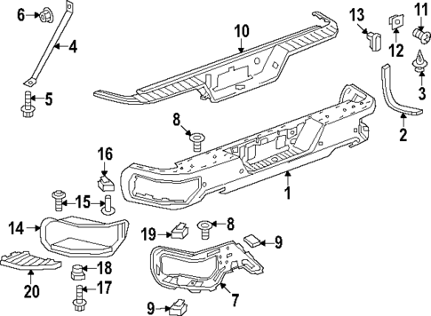 Bumper & Components - Rear for 2022 Chevrolet Silverado 1500 LTD #0