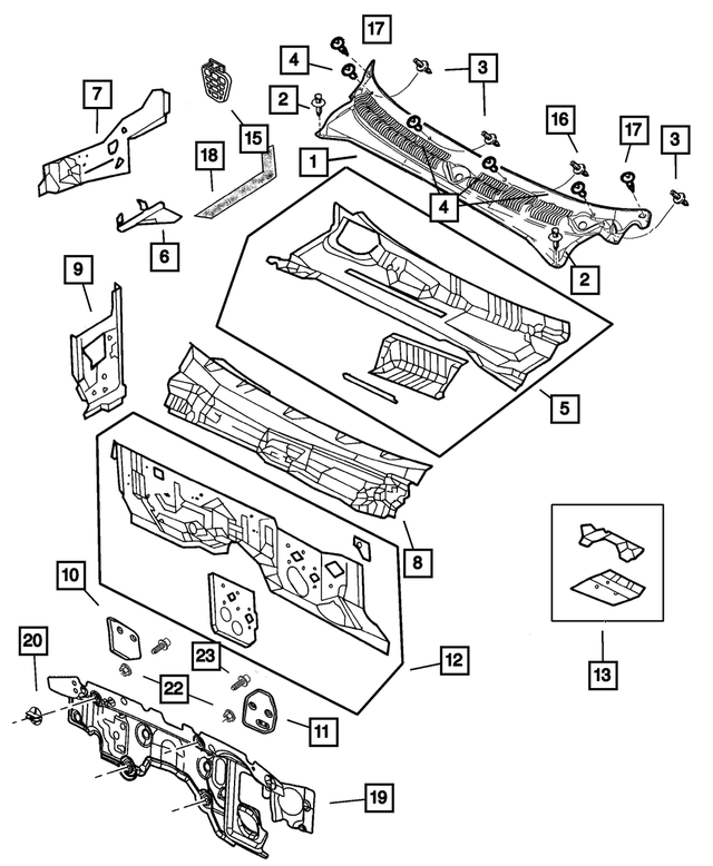 55055986AG - Body Sheet Metal Except Doors: Cowl Panel for Mopar Image