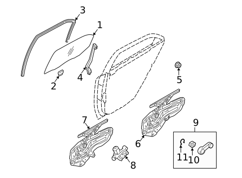 Glass - Rear Door for 2011 Kia Forte #0