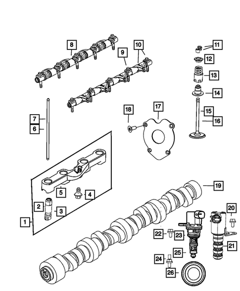 Camshaft and Valve for 2016 Dodge Challenger #1