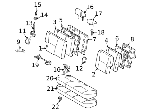 Rear Seat Components for 2009 Pontiac Vibe #0