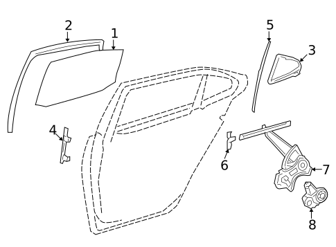 Glass - Rear Door for 2017 Lexus LS460 #0