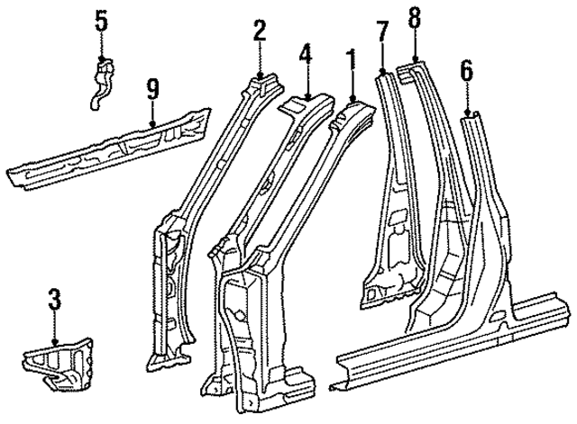 6110750011 - Body: Body A-Pillar Reinforcement for Lexus Image