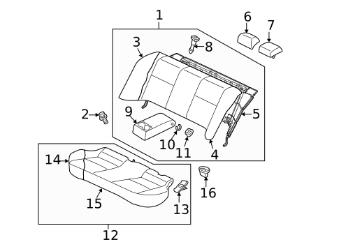 Rear Seat Components for 2012 Mitsubishi Lancer #3