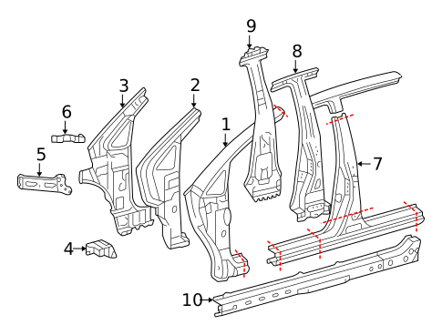 Center Pillar & Rocker for 2005 Toyota Prius #0