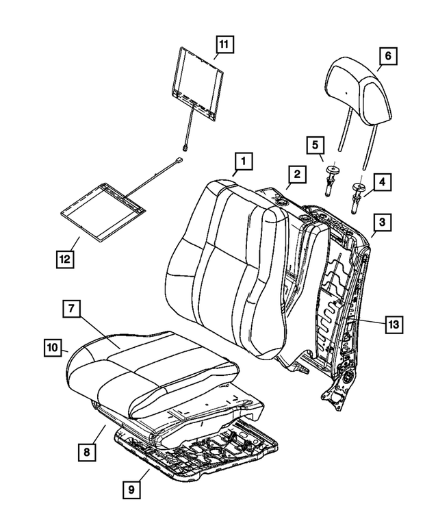 « 5143344AA – Interior Trim : Dossier De Siège Mousse, Côté Droit pour Mopar Image »