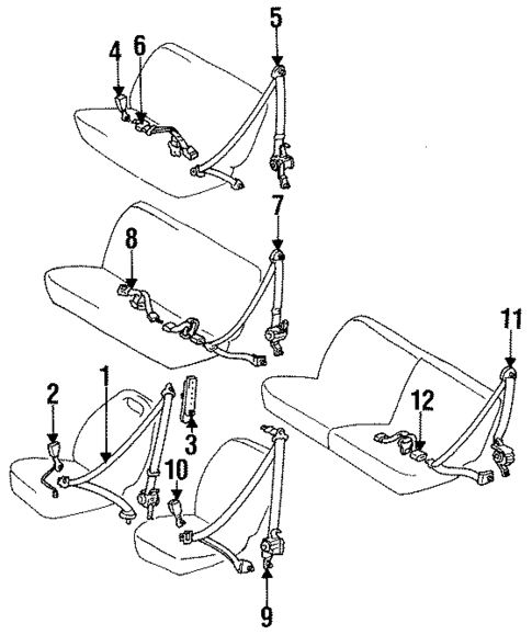 Front Seat Belts for 1994 Toyota Previa #0