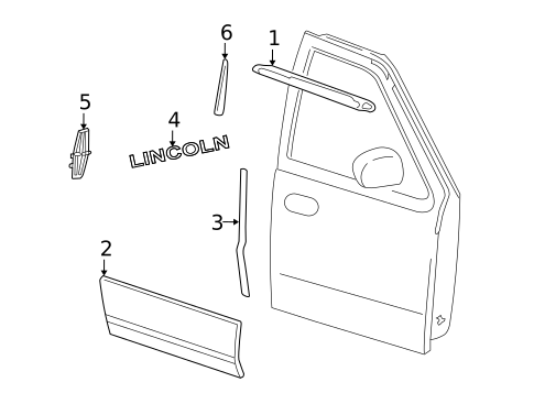 Exterior Trim - Front Door for 2002 Lincoln Blackwood #0