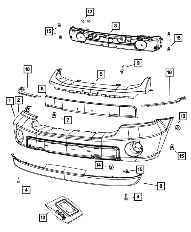 1FJ901D7AC - Frame, Bumper, and Fascia: Front Fascia for Mopar Image