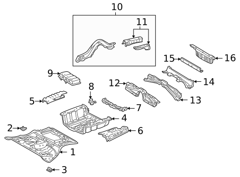 Rear Floor & Rails for 2004 Lexus LS430 #0