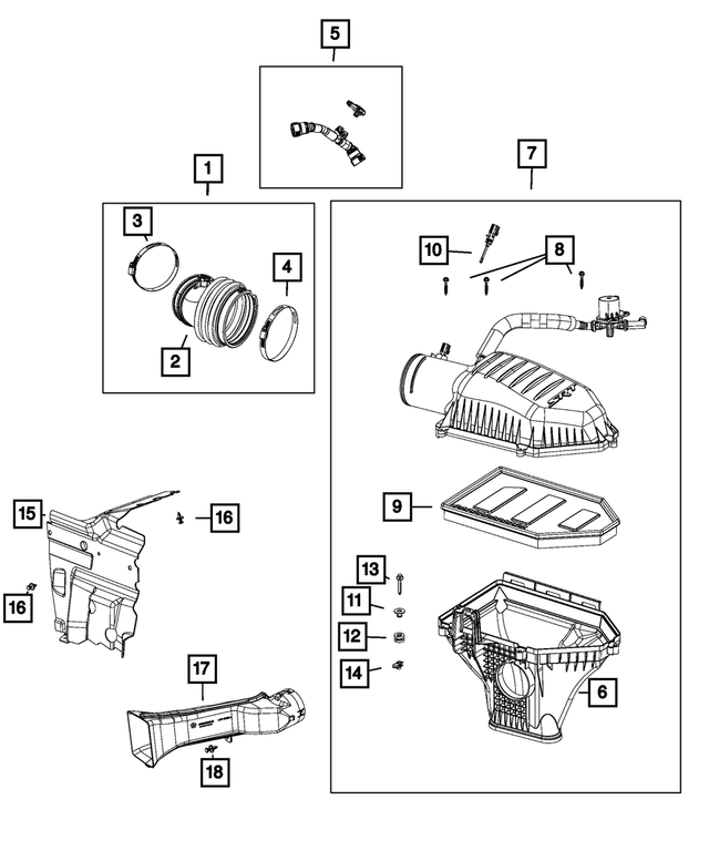 53011069AA - Fuel and Accelerator Pedal: Air Cleaner Duct for Mopar Image