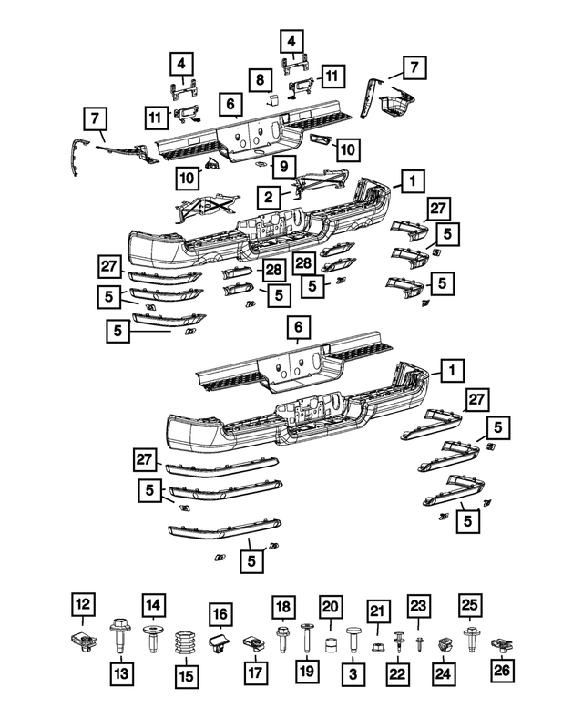 « 68518493AA – Frame, Bumper and Fascia : Étape Ensemble Pare-chocs pour Mopar Image »
