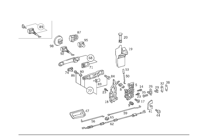 2027201835 - Front Doors: Lock for Mercedes-Benz: C220, C230, C280, C43 AMG, E420, E430 Image image