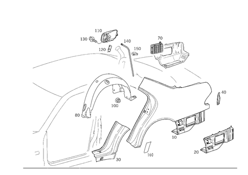 Rear Fender for 1998 Mercedes-Benz E430 #2