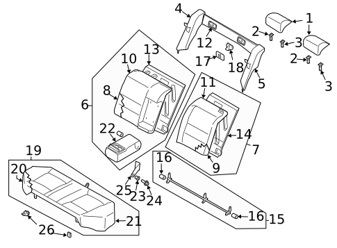 Rear Seat Components for 2004 Nissan Maxima #0