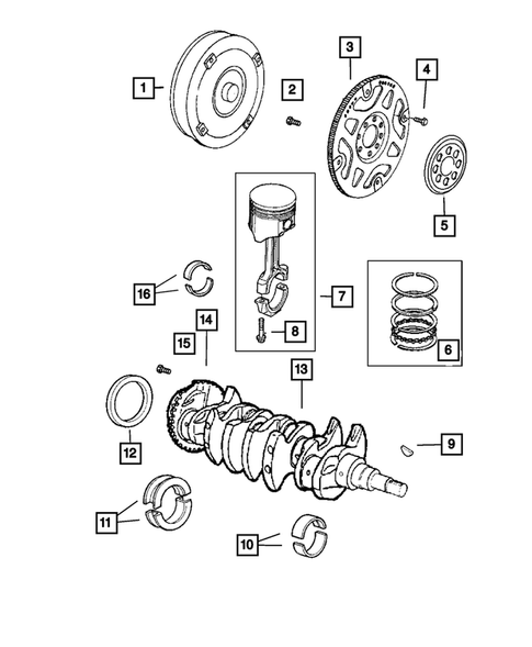 Crankshaft, Piston, and Drive Plate for 2007 Dodge Caravan #0
