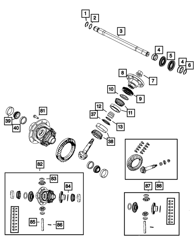 68019327AA - Front Axle; Dana 186 MM; Differential and Drive Line: Axle Shaft Snap Ring, Inboard for Mopar Image