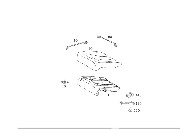 2169201546 - Rear Seat Bench: Outer Cover, Cushion for Mercedes-Benz: CL550, CL600, CL63 AMG, CL65 AMG Image image