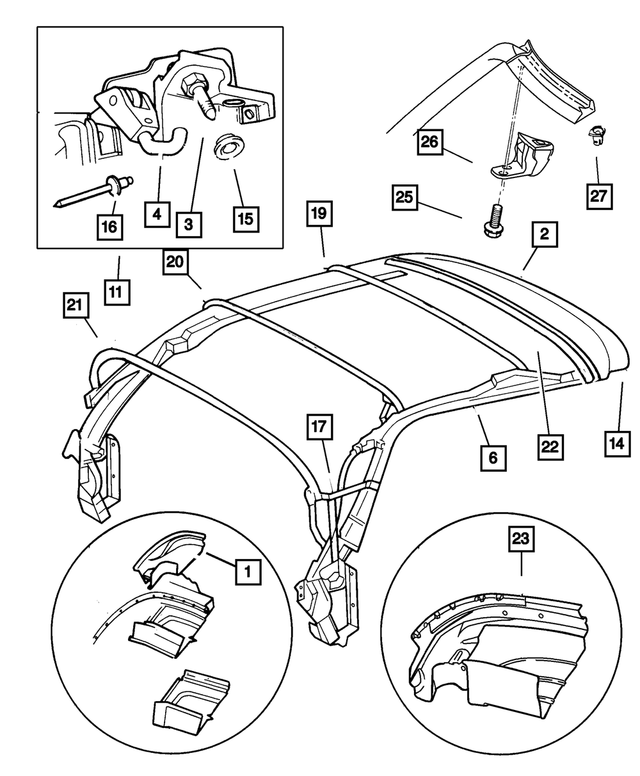 « RH80VXLBD – Body Sheet Metal Except Doors : Toit Souple Evidement D`elingue, Centre pour Mopar Image »