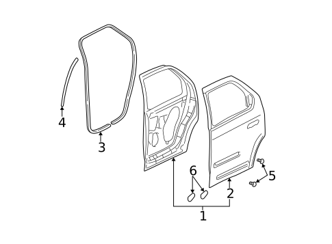 Door & Components for 2005 Pontiac Aztek #0